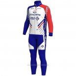 2020 Maillot Cyclisme Groupama-FDJ Blanc Profond Bleu Rouge Manches Longues et Cuissard