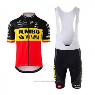 2020 Maillot Cyclisme Jumbo Visma Noir Jaune Rouge Manches Courtes et Cuissard