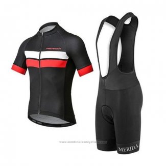 2020 Maillot Cyclisme Merida Noir Blanc Rouge Manches Courtes et Cuissard