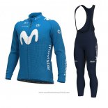 2020 Maillot Cyclisme Movistar Bleu Manches Longues et Cuissard