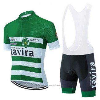 2020 Maillot Cyclisme Tavira Blanc Vert Manches Courtes et Cuissard