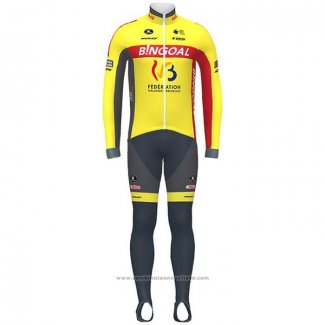 2020 Maillot Cyclisme Wallonie Bruxelles Jaune Rouge Manches Longues et Cuissard