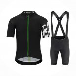 2021 Maillot Cyclisme Assos Noir Blanc Vert Manches Courtes et Cuissard