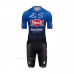 2022 Maillot Cyclisme Alpecin Deceuninck Noir Bleu Manches Courtes et Cuissard
