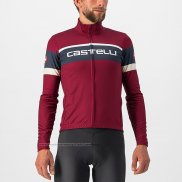 2022 Maillot Cyclisme Castelli Fonce Rouge Manches Longues et Cuissard