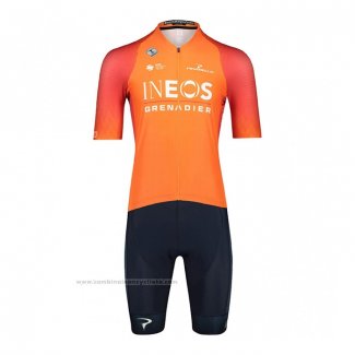 2022 Maillot Cyclisme Ineos Grenadiers Orange Manches Courtes et Cuissard