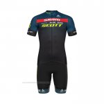 2022 Maillot Cyclisme Scott Sram Noir Bleu Manches Courtes et Cuissard