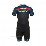 2022 Maillot Cyclisme Scott Sram Noir Bleu Manches Courtes et Cuissard