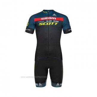 2022 Maillot Cyclisme Scott Sram Noir Bleu Manches Courtes et Cuissard