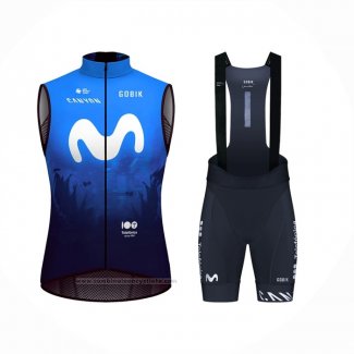 2024 Gilet Coupe-vent Movistar Bleu Blanc et Cuissard