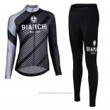 Maillot Cyclisme Femme Bianchi Milano Catria Noir Gris Manches Longues et Cuissard