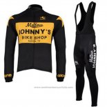 2010 Maillot Cyclisme Johnnys Noir et Jaune Manches Longues et Cuissard