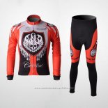 2010 Maillot Cyclisme Rock Racing Rouge et Bleu Clair Manches Longues et Cuissard