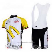 2011 Maillot Cyclisme McDonalds Blanc et Jaune Manches Courtes et Cuissard