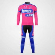 2012 Maillot Cyclisme Lampre ISD Rose et Azur Manches Longues et Cuissard