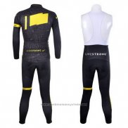 2012 Maillot Cyclisme Livestrong Noir et Jaune Manches Longues et Cuissard