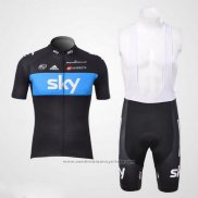 2012 Maillot Cyclisme Sky Noir et Azur Manches Courtes et Cuissard