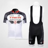 2012 Maillot Cyclisme Trek Blanc et Gris Manches Courtes et Cuissard