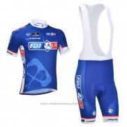 2013 Maillot Cyclisme FDJ Bleu Manches Courtes et Cuissard