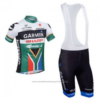 2013 Maillot Cyclisme Garmin Sharp Champion Afrique Du Sud Manches Courtes et Cuissard