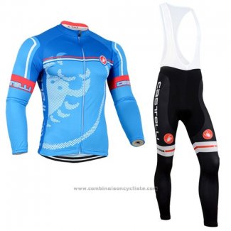 2014 Maillot Cyclisme Castelli Rouge Azur Manches Longues et Cuissard