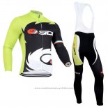 2014 Maillot Cyclisme Castelli SIDI Noir et Vert Manches Longues et Cuissard