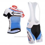 2014 Maillot Cyclisme Cube Bleu et Blanc Manches Courtes et Cuissard