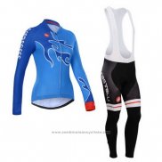 2014 Maillot Cyclisme Femme Castelli Azur Manches Longues et Cuissard