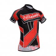 2014 Maillot Cyclisme Fox Cyclingbox Rouge et Noir Manches Courtes et Cuissard