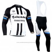 2014 Maillot Cyclisme Giant Shimano Noir et Blanc Manches Longues et Cuissard