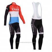 2014 Maillot Cyclisme Trek Factory Racing Rouge et Blanc Manches Longues et Cuissard