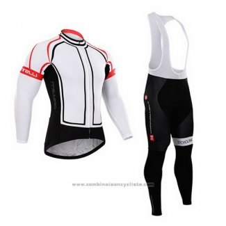 2015 Maillot Cyclisme Castelli Blanc Manches Longues et Cuissard