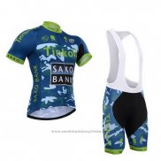 2015 Maillot Cyclisme Tinkoff Saxo Bank Azur et Bleu Manches Courtes et Cuissard