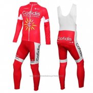 2016 Maillot Cyclisme Cofidis Blanc et Rouge Manches Longues et Cuissard