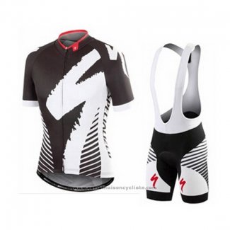 2016 Maillot Cyclisme Specialized Noir et Gris Manches Courtes et Cuissard