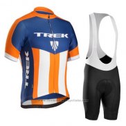 2016 Maillot Cyclisme Trek Bontrager Bleu et Orange Manches Courtes et Cuissard