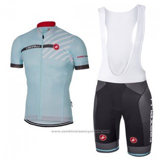 2017 Maillot Cyclisme Castelli Bleu Clair Manches Courtes et Cuissard