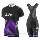 2017 Maillot Cyclisme Femme Liv Race Day Noir et Violet Manches Courtes et Cuissard