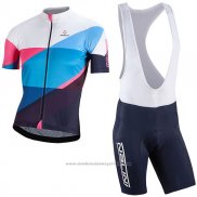 2017 Maillot Cyclisme Nalini Champion Bleu et Blanc Manches Courtes et Cuissard