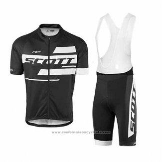 2017 Maillot Cyclisme Scott Noir et Blanc Manches Courtes et Cuissard