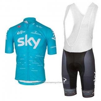 2017 Maillot Cyclisme Sky Azur Manches Courtes et Cuissard