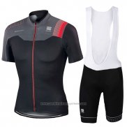 2017 Maillot Cyclisme Sportful Noir et Rouge Manches Courtes et Cuissard