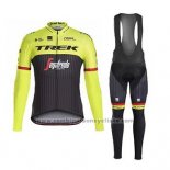 2017 Maillot Cyclisme Trek Segafredo Vert et Noir Manches Longues et Cuissard