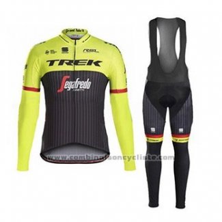 2017 Maillot Cyclisme Trek Segafredo Vert et Noir Manches Longues et Cuissard