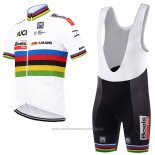 2017 Maillot Cyclisme UCI Monde Champion Boels Dolmans Blanc Manches Courtes et Cuissard