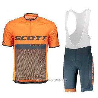 2018 Maillot Cyclisme Scott RC Noir Orange Manches Courtes et Cuissard