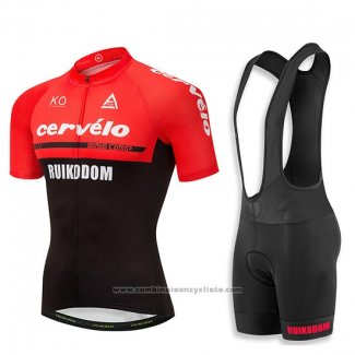 2018 Maillot Cyclisme Cervelo Rouge et Noir Manches Courtes et Cuissard