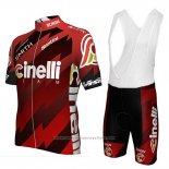 2018 Maillot Cyclisme Cinelli Chrome Fonce et Rouge Manches Courtes et Cuissard