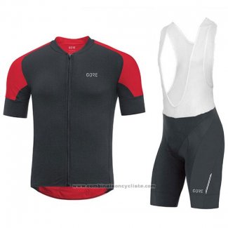 2018 Maillot Cyclisme Gore C7 CC Noir et Rouge Manches Courtes et Cuissard