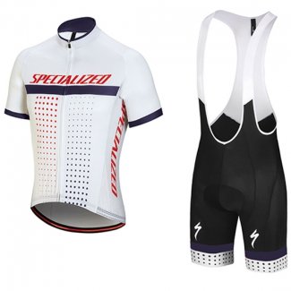 2018 Maillot Cyclisme Specialized Blanc Rouge Violet Manches Courtes et Cuissard